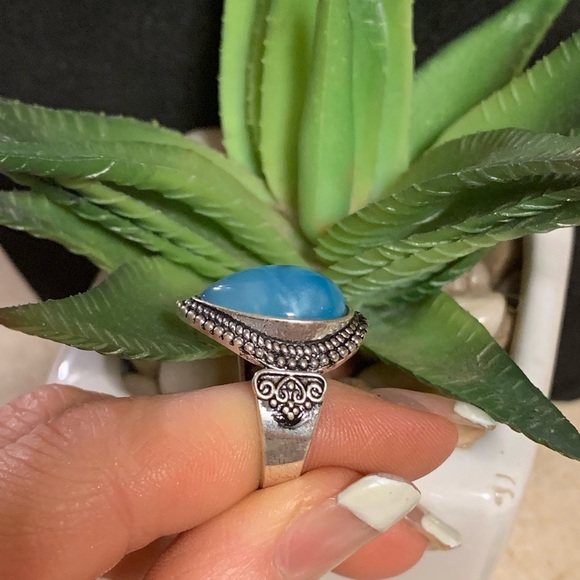 Stunning blue moonstone silver ring - Picture 4 of 8